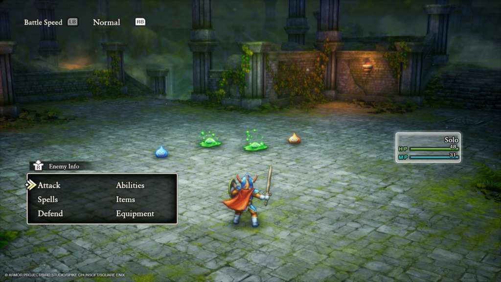 Dragon Quest I & II HD-2D Remake Kampfszene mit Schleimen Dragon Quest I & II HD-2D Remake Kampfszene mit Schleimen